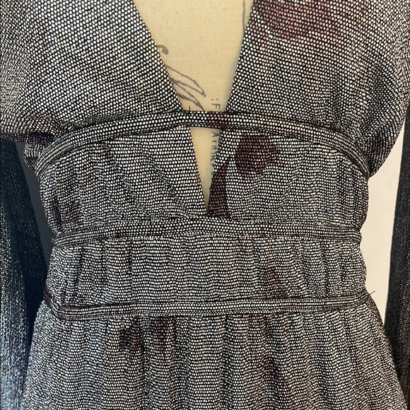 NWT Ba&Sh | Woman’s Elegant Floral Metallic Grey Maxi Dress Size 1 Small - Picture 8 of 16